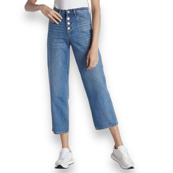 Blank NYC Jeans Women’s 27 Blue the baxter ribcage straight Button Fly Cropped - Picture 11 of 11